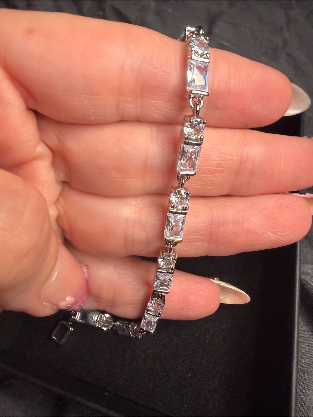 White Gold Filled AAA CZ Baguette & Round Tennis Bracelet